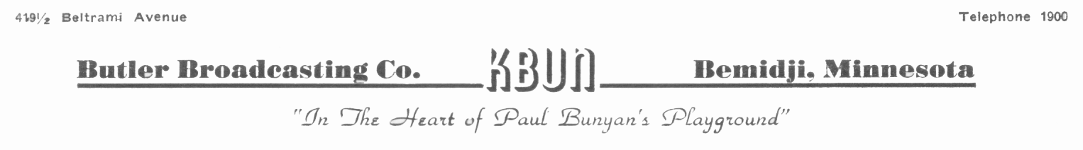 KBUN letterhead
